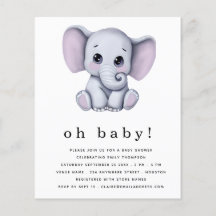 PAPIER Elephant Gender Neutraal Baby shower Uitnod