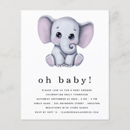 PAPIER Elephant Gender Neutraal Baby shower Uitnod Flyer