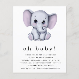 PAPIER Elephant Gender Neutraal Baby shower Uitnod Flyer