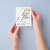 PAPIER Elephant Gender Neutraal Baby shower Uitnod Flyer (Hand)