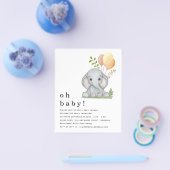 PAPIER Elephant Gender Neutraal Baby shower Uitnod Flyer (Enkel)