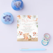 PAPIER | Elephant Hedgel Florals Girl Baby shower Flyer (Enkel)
