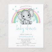 PAPIER Elephant Rainbow Blue Baby shower Flyer (Voorkant)