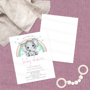 PAPIER Elephant Rainbow Pink Baby shower Flyer