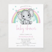 PAPIER Elephant Rainbow Pink Baby shower Flyer (Voorkant)