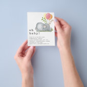 PAPIER | Elephant roze Baby shower Invite Flyer (Hand)