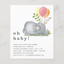 PAPIER | Elephant roze Baby shower Invite Flyer