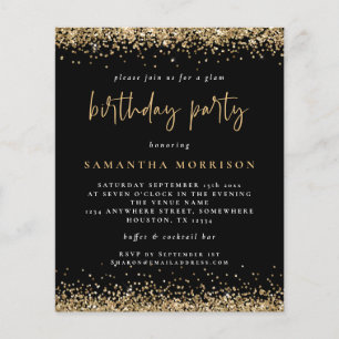 PAPIER   Elke zondag Gold Glitter Black Invite Flyer