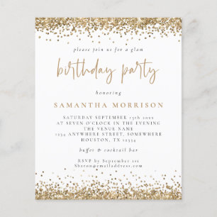 PAPIER   Elke zondag Gold Glitter White Invite Flyer