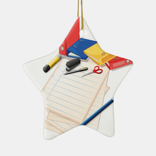 Papier en andere kantoorbenodigdheden keramisch ornament (Rechts)