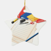 Papier en andere kantoorbenodigdheden keramisch ornament (Voorkant)