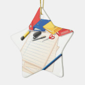 Papier en andere kantoorbenodigdheden keramisch ornament (Links)