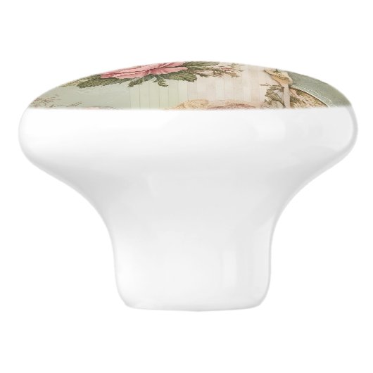  papier en bloemen keramische knop (Zijkant)