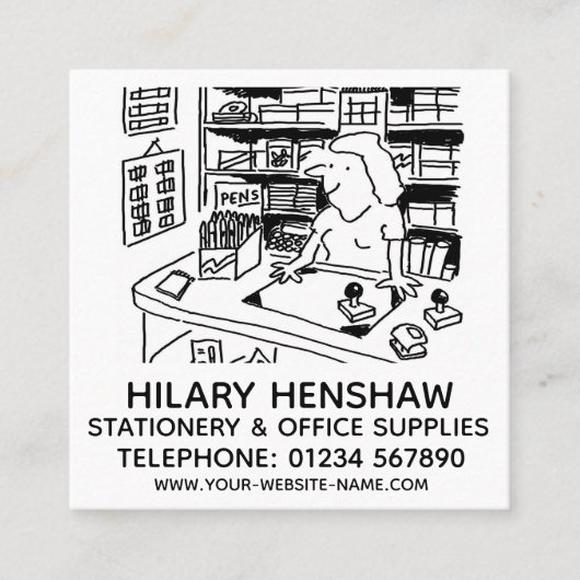 Papier en kantoorbenodigdheden vierkante visitekaartje (Voorkant)