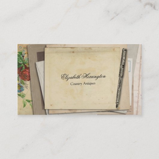papier Ephemera Antiek vulpen Visitekaartje (Voorkant)