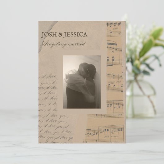  papier esthetische foto bruiloft kaart (Staand voorkant)