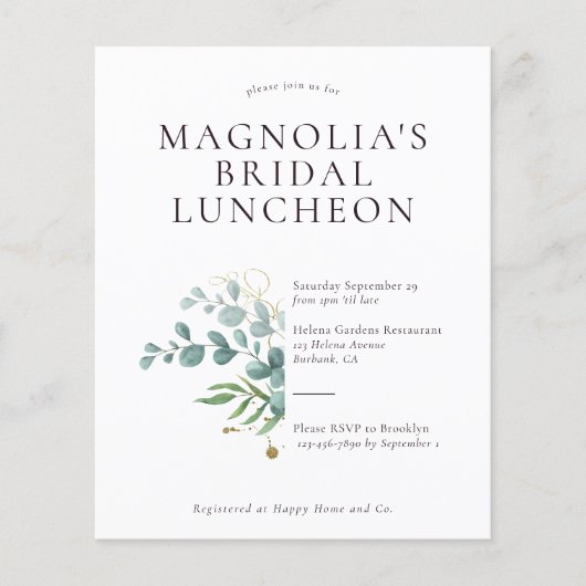 PAPIER Eucalyptus Bridal Luncheon Flyer (Voorkant)