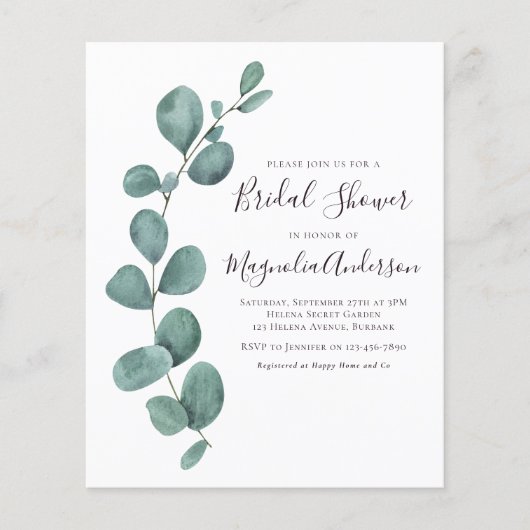 PAPIER Eucalyptus Bridal Shower Flyer (Voorkant)