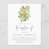 PAPIER Eucalyptus Cross Baptisme Blauwgroen uitnod Flyer (Voorkant)