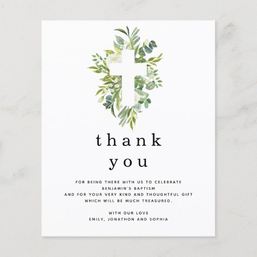 PAPIER | Eucalyptus Leaves Cross-Baptisme Hartelij Flyer (Voorkant)
