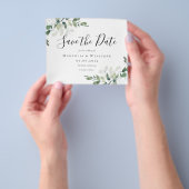 PAPIER Eucalyptus Weddenschap sparen de datum Flyer (Hand)