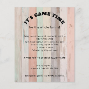 PAPIER familie games dag slogan gekleurd hout Flyer