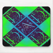 Papier Fantasie Tekst Groen Blauwe Achtergrond Muismat (Voorkant)