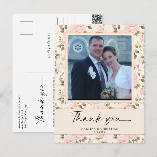 papier foto bruiloft dank u Briefkaart (Voorkant / Achterkant)