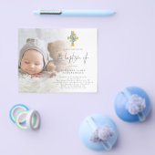 PAPIER | Foto Eucalyptus Cross Baptisme Invite Flyer (Enkel)