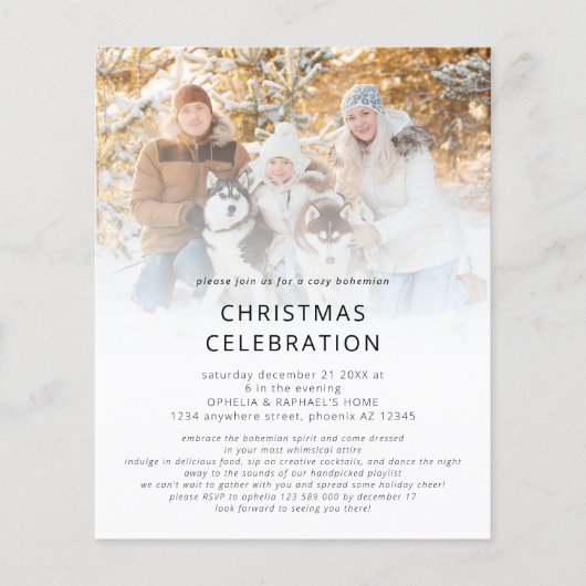 PAPIER foto overlay boho kerstfeest uitnodigen Flyer (Voorkant)