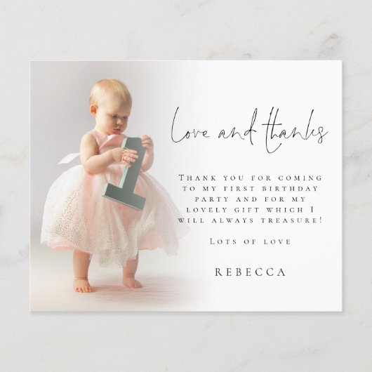 PAPIER | Fotobedekking 1e verjaardag Dank u Flyer (Voorkant)