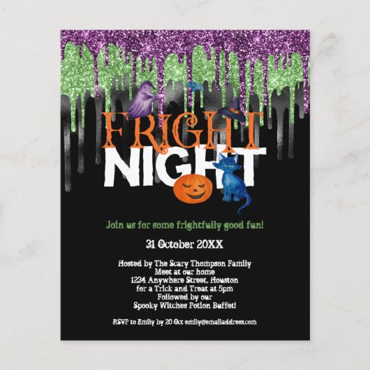 PAPIER | Fright Night Glitter Drip Halloween Party Flyer (Voorkant)