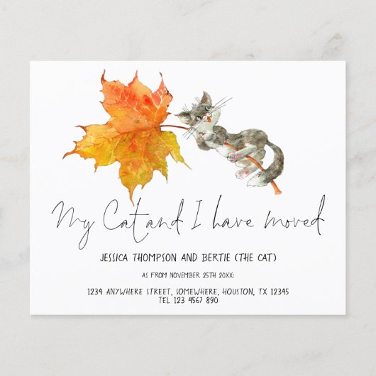 PAPIER | Funny My Cat I moved Script New Home Flyer (Voorkant)