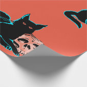 Papier, GEANIMAEERD, ZWARTE KAT, MET SKULL Cadeaupapier (Hoek)