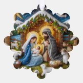 Papier Geboorte Kerst Ornament of Gift Label (Achterkant)