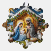 Papier Geboorte Kerst Ornament of Gift Label (Voorkant)