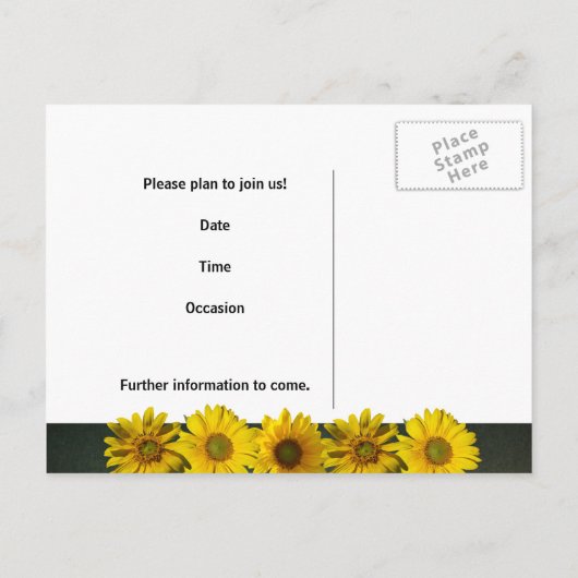  Papier Geel Zonnebloem Foto Bewaar de Datum Aankondigingskaart (Achterkant)
