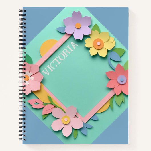 Papier gesneden bloemen Custom Notitieboek (Voorkant)