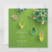 Papier gesneden ramadan halve maan en lantaarns kaart (Achterkant)