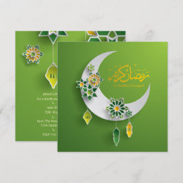 Papier gesneden ramadan halve maan en lantaarns kaart