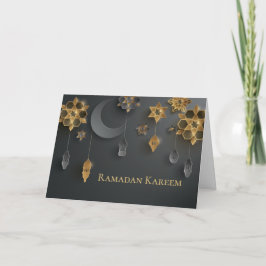 Papier gesneden Ramadan Lantaarns, Maan, Bloemen,  Kaart