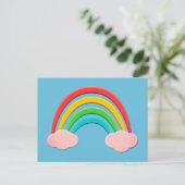 Papier gesneden regenboog en roze wolken briefkaart (Staand voorkant)