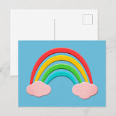 Papier gesneden regenboog en roze wolken briefkaart (Voorkant / Achterkant)