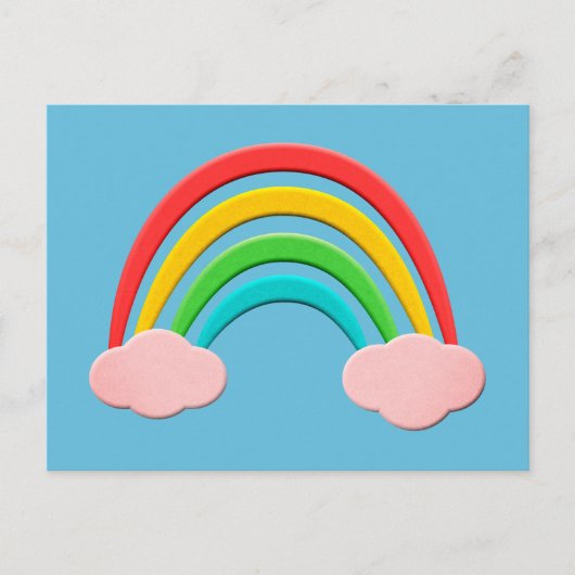 Papier gesneden regenboog en roze wolken briefkaart (Voorkant)
