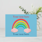 Papier gesneden regenboog en roze wolken kaart (Staand voorkant)