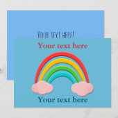 Papier gesneden regenboog en roze wolken kaart (Voorkant / Achterkant)