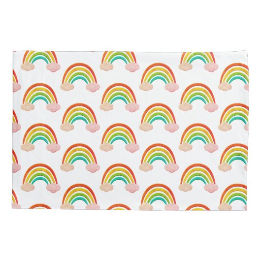 Papier gesneden regenboog en roze wolken kussensloop (Achterkant)