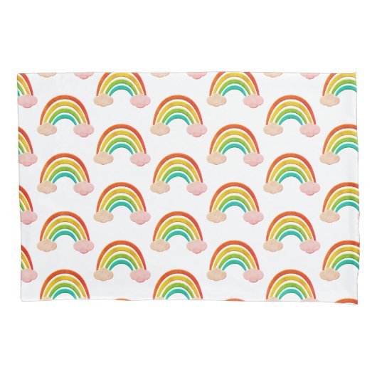 Papier gesneden regenboog en roze wolken kussensloop (Voorkant)