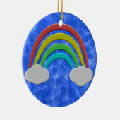  papier gesneden regenboog en wolken Waterverf Keramisch Ornament (Rechts)