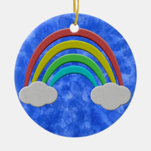  papier gesneden regenboog en wolken Waterverf Keramisch Ornament (Voorkant)